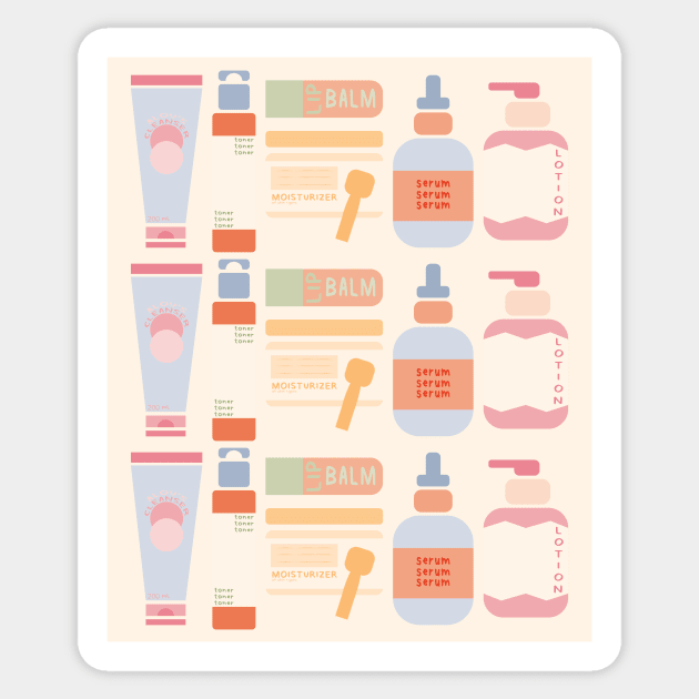 Skincare Essentials Pattern (Cream Version) Sticker by aaalou